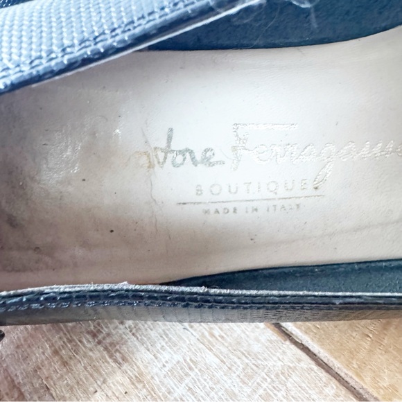 Salvador Ferragamo Black Loafers with Gold Accent - Picture 14 of 14